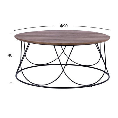 Кафе маса ZENA с MDF плот и черна метална основа Φ90x40Нcm