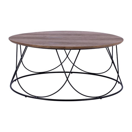 Coffee Table ZENA with MDF top and metallic black frame Φ90x40Ηcm.ΗΜ8690 image 1