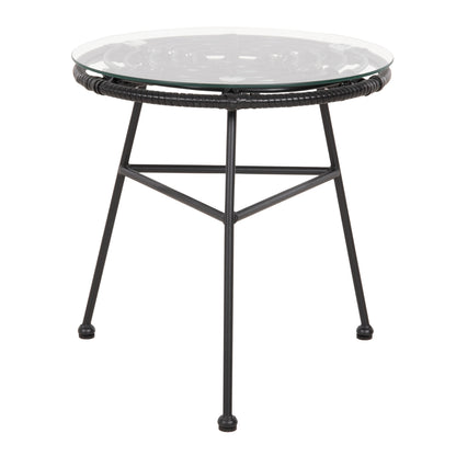 SIDE TABLE ROUND BLACK METAL ALLEGRA HM5459.12 BLACK WICKER-GLASS Φ45x46Hcm. image 1