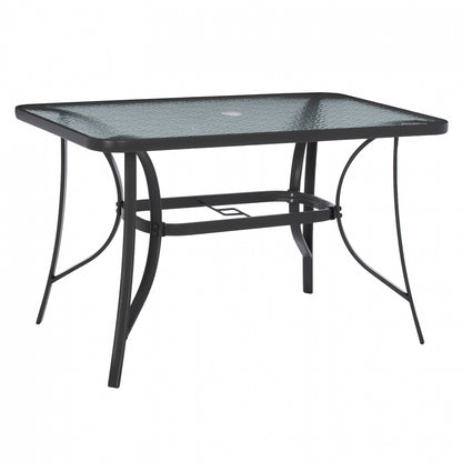 OUTDOOR TABLE BRAVO GREY METAL GLASS TOP WITH UMBRELLA HOLE 120Χ70Χ72Hcm.HM5021.11