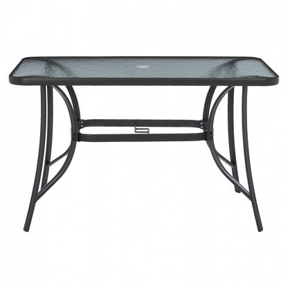 OUTDOOR TABLE BRAVO GREY METAL GLASS TOP WITH UMBRELLA HOLE 120Χ70Χ72Hcm.HM5021.11