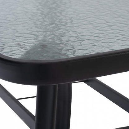 OUTDOOR TABLE BRAVO GREY METAL GLASS TOP WITH UMBRELLA HOLE 120Χ70Χ72Hcm.HM5021.11