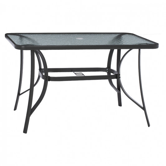 OUTDOOR TABLE BRAVO GREY METAL GLASS TOP WITH UMBRELLA HOLE 120Χ70Χ72Hcm.HM5021.11 image 1