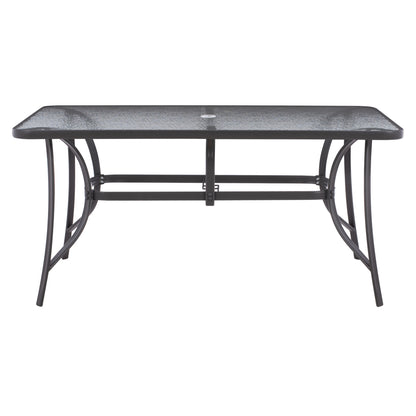 TABLE 150X90Χ75cm. METALLIC RECTANGULAR GRAY WITH UMBRELLA HOLE D38cm HM5145.11