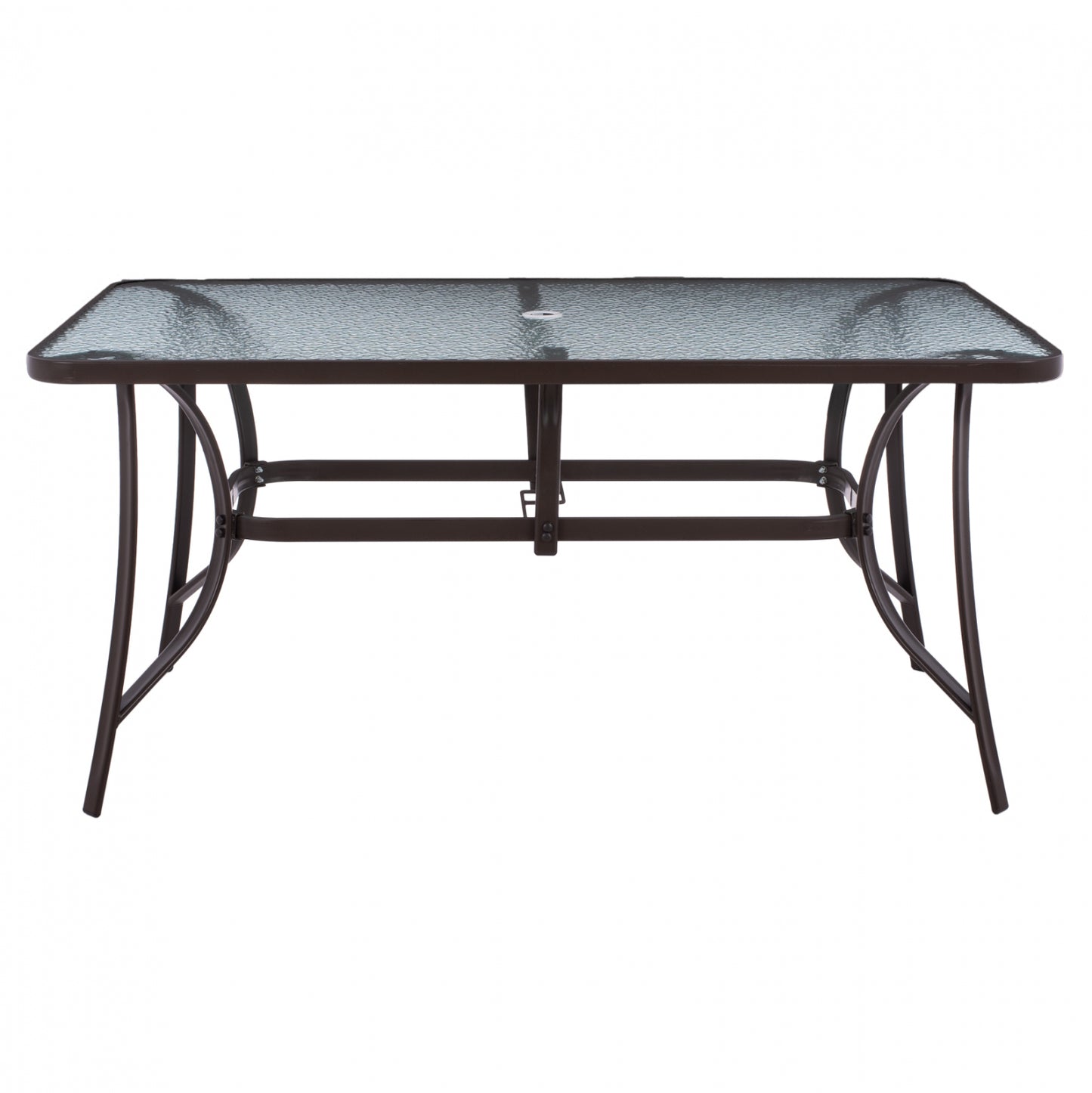 TABLE 150X90Χ75cm. METALLIC RECTANGULAR IN BROWN WITH UMBRELLA HOLE D38cm HM5145.12