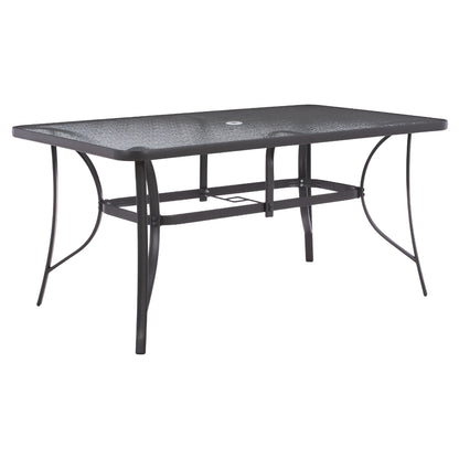 TABLE 150X90Χ75cm. METALLIC RECTANGULAR GRAY WITH UMBRELLA HOLE D38cm HM5145.11