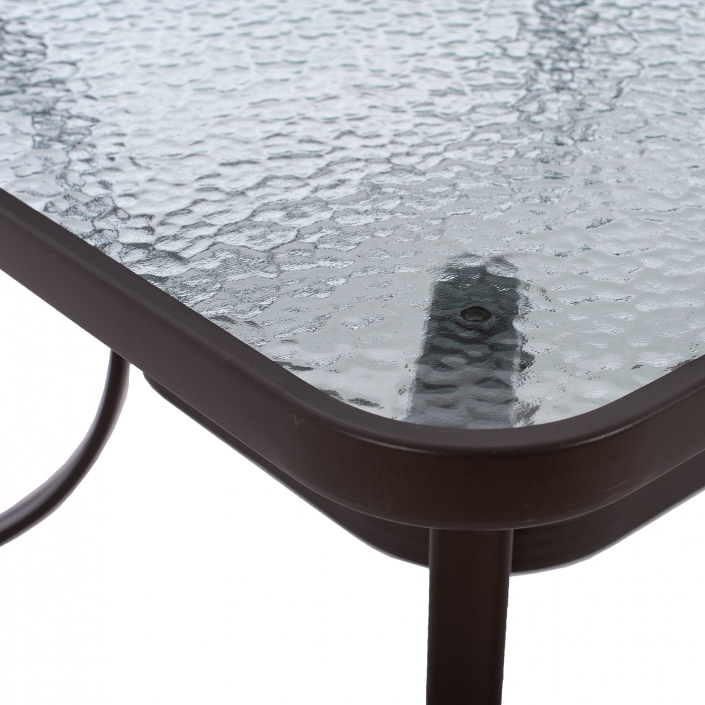 TABLE 150X90Χ75cm. METALLIC RECTANGULAR IN BROWN WITH UMBRELLA HOLE D38cm HM5145.12