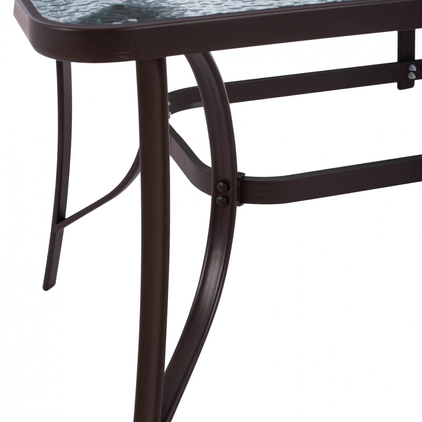 TABLE 150X90Χ75cm. METALLIC RECTANGULAR IN BROWN WITH UMBRELLA HOLE D38cm HM5145.12