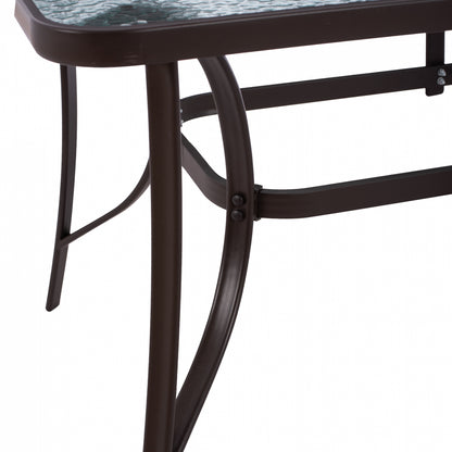 TABLE 150X90Χ75cm. METALLIC RECTANGULAR IN BROWN WITH UMBRELLA HOLE D38cm HM5145.12