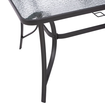 TABLE 150X90Χ75cm. METALLIC RECTANGULAR GRAY WITH UMBRELLA HOLE D38cm HM5145.11