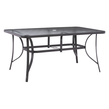 TABLE 150X90Χ75cm. METALLIC RECTANGULAR GRAY WITH UMBRELLA HOLE D38cm HM5145.11 image 1