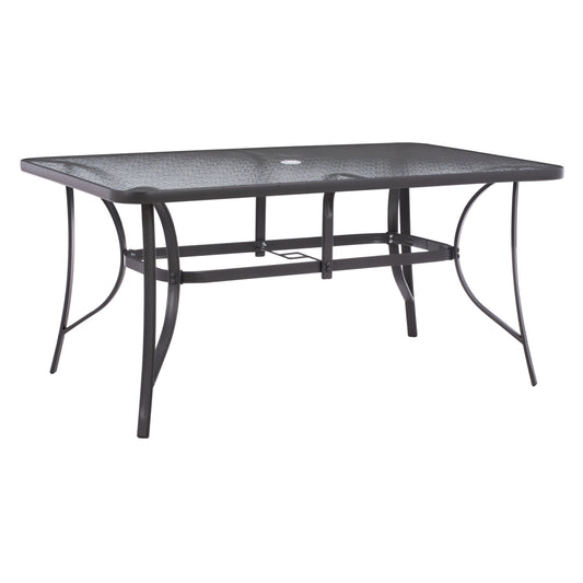 TABLE 150X90Χ75cm. METALLIC RECTANGULAR GRAY WITH UMBRELLA HOLE D38cm HM5145.11 image 1