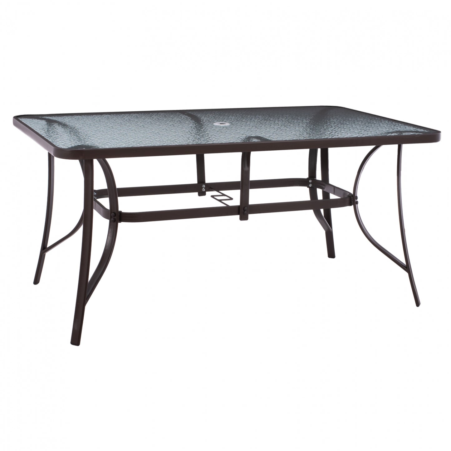 TABLE 150X90Χ75cm. METALLIC RECTANGULAR IN BROWN WITH UMBRELLA HOLE D38cm HM5145.12 image 1