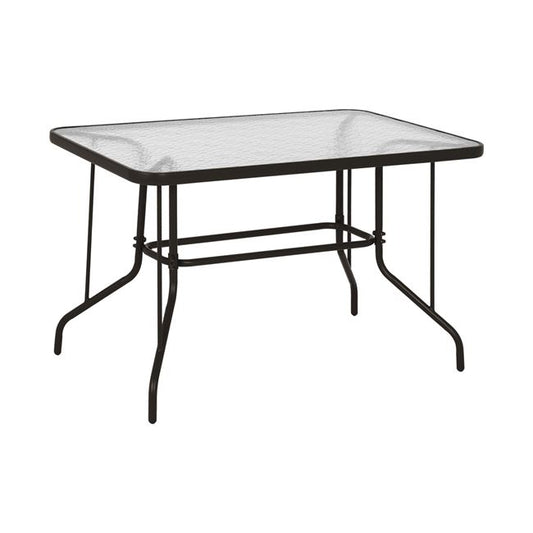 OUTDOOR METALLIC TABLE BROWN HM5679.02 BROWN WITH REINFORCED GLASS TOP 120Χ70Χ71Hcm. image 1