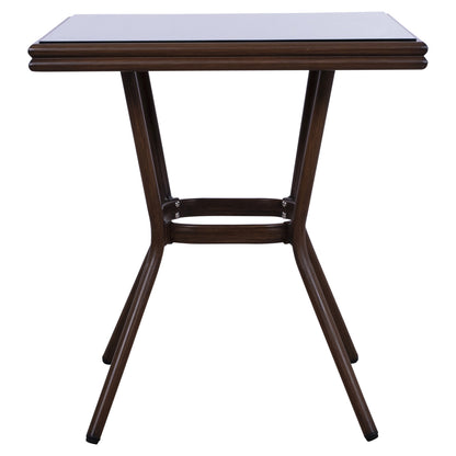 Aluminum Table 70X70X76 Bamboo Look HM5568.03 Brown with Glass