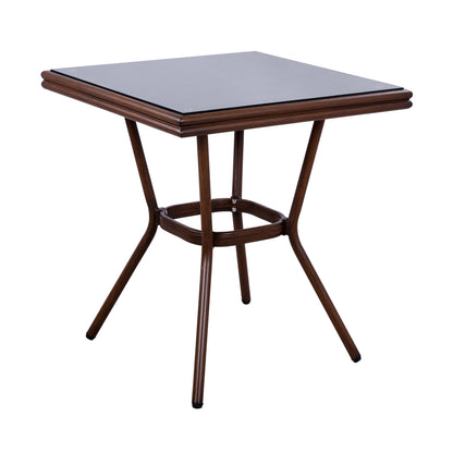 Aluminum Table 70X70X76 Bamboo Look HM5568.03 Brown with Glass image 1