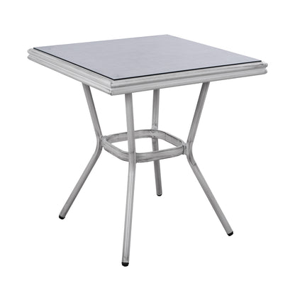 Aluminum Table 70X70X76 Bamboo Look HM5568.01 White Patina with Glass image 1