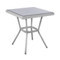 Aluminum Table 70X70X76 Bamboo Look HM5568.01 White Patina with Glass image 1