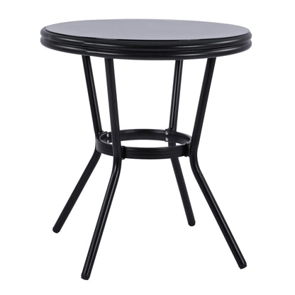 Aluminum Table '70cm Bamboo Look HM5532.02 Black with Glass Φ70X76 cm image 1