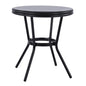 Aluminum Table '70cm Bamboo Look HM5532.02 Black with Glass Φ70X76 cm image 1