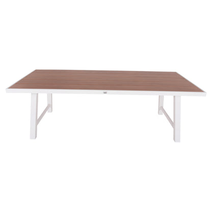 OUTDOOR ALUMINUM TABLE GOBAR HM6060.01 WHITE WITH WOOD-LIKE TABLETOP 240Χ105Χ75Hcm.