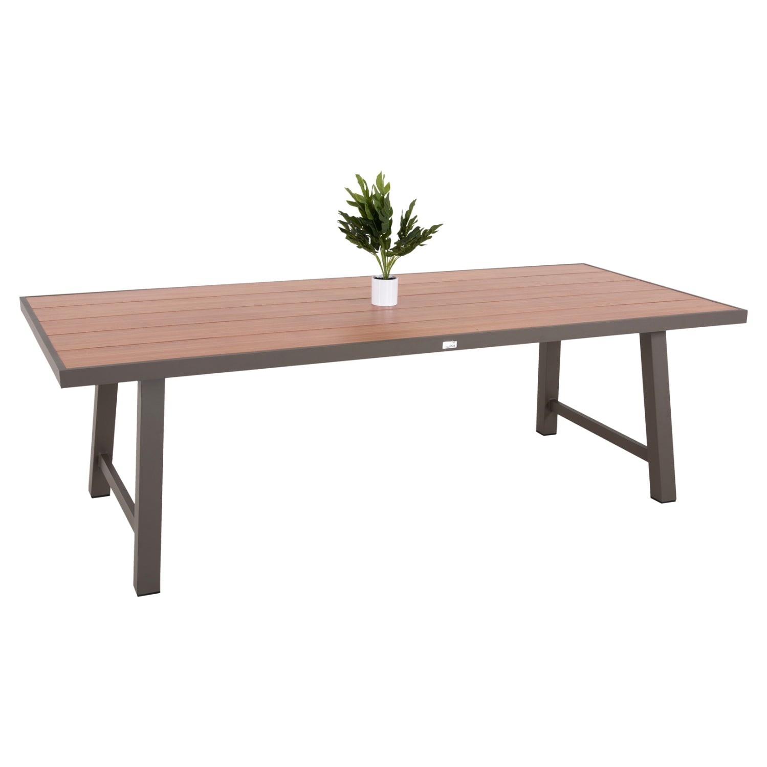 OUTDOOR ALUMINUM TABLE GOBAR HM6060.04 CHAMPAGNE WITH WOOD-LIKE TABLETOP 240Χ105Χ75Hcm. image 1