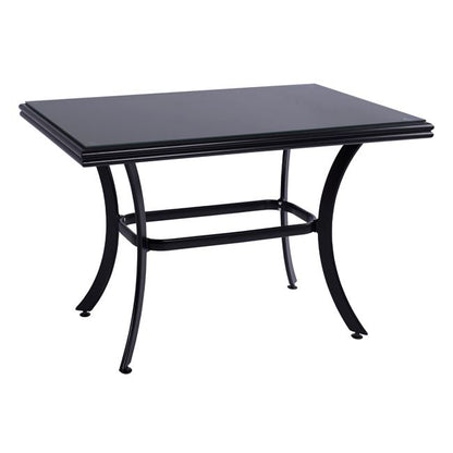 ALUMINUM DINING TABLE JAXEN HM5533.02 BLACK WITH TEMPERED GLASS TOP & TEXTILENE 120x70x78Hcm. image 1