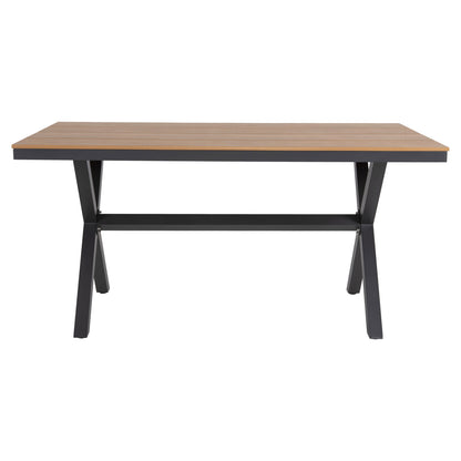 ALUMINUM RECTANGULAR TABLE TAWNEE HM6037.01 ANTHRACITE COLOR-POLYWOOD IN NATURAL WOOD 150x89,5x73H