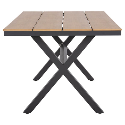 ALUMINUM RECTANGULAR TABLE TAWNEE HM6037.01 ANTHRACITE COLOR-POLYWOOD IN NATURAL WOOD 150x89,5x73H