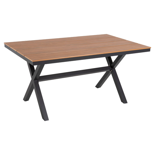 ALUMINUM RECTANGULAR TABLE TAWNEE HM6037.01 ANTHRACITE COLOR-POLYWOOD IN NATURAL WOOD 150x89,5x73H image 1