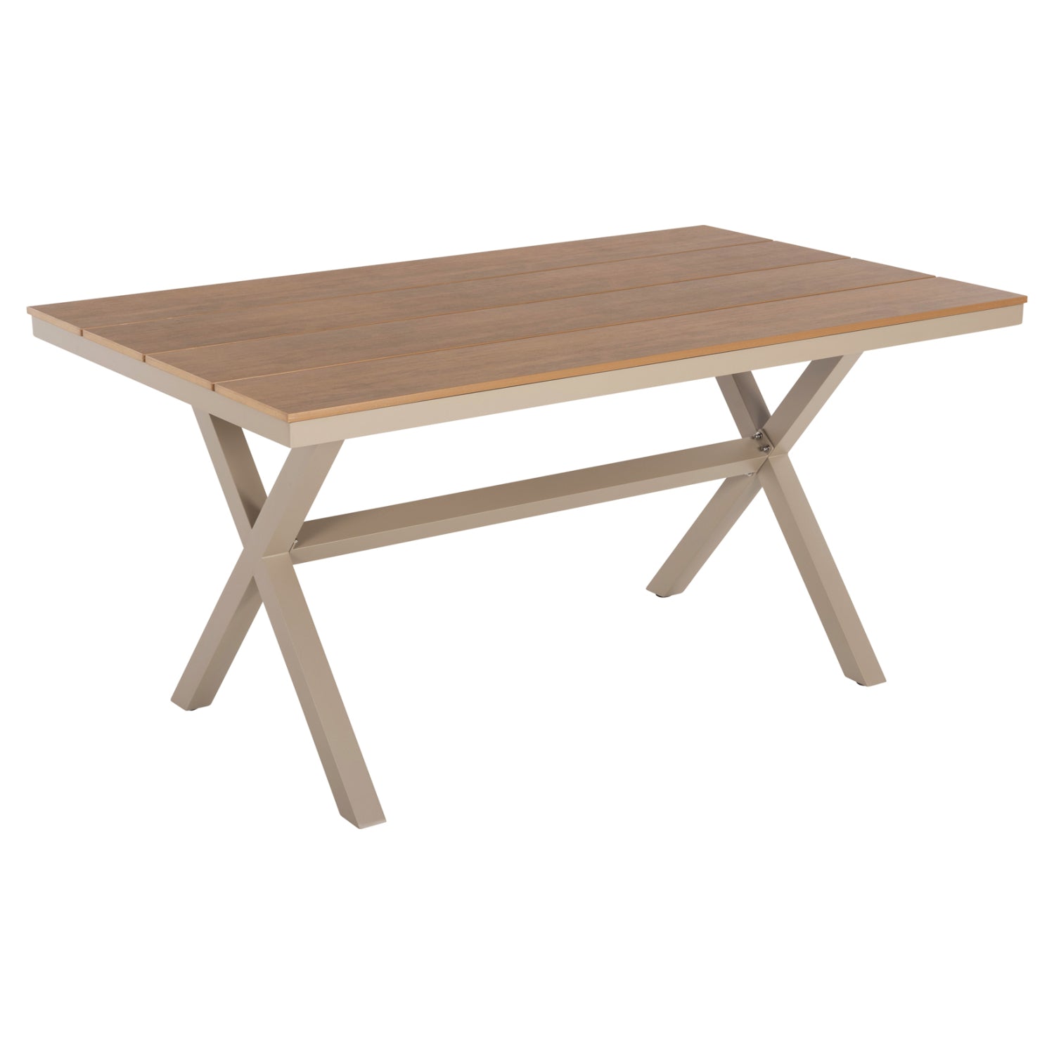 ALUMINUM RECTANGULAR TABLE TAWNEE HM6037.04 CHAMPAGNE COLOR-POLYWOOD IN NATURAL WOOD 150x89,5x73H image 1