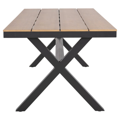 ALUMINUM RECTANGULAR TABLE TAWNEE HM6039.01 ANTHRACITE-POLYWOOD IN NATURAL WOOD 219,5x89,5x73cm.