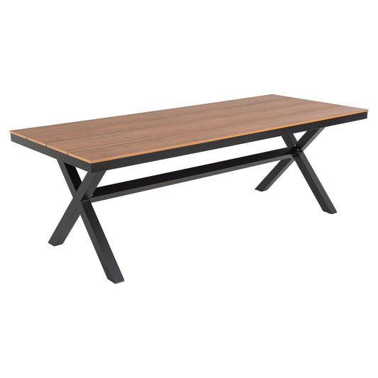 ALUMINUM RECTANGULAR TABLE TAWNEE HM6039.01 ANTHRACITE-POLYWOOD IN NATURAL WOOD 219,5x89,5x73cm. image 1