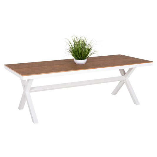ALUMINUM RECTANGULAR TABLE TAWNEE HM6039.02 WHITE COLOR-POLYWOOD IN NATURAL WOOD 219,5x89,5x73Hcm. image 1