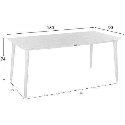 ALUMINUM RECTANGULAR TABLE JEROM HM6058.01 WHITE 180X90X74Hcm.
