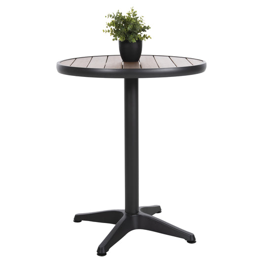ALUMINUM ROUND TABLE ALEXA HM6086.01 ANTHRACITE-POLYWOOD TOP IN NATURAL COLOR Φ60x73Hcm. image 1