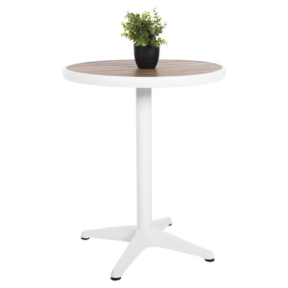 ALUMINUM ROUND TABLE ALEXA HM6086.02 WHITE-POLYWOOD TOP IN NATURAL COLOR Φ60x73Hcm. image 1