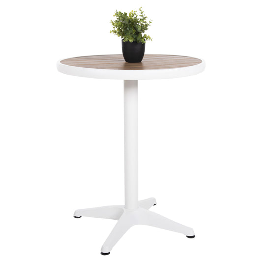 ALUMINUM ROUND TABLE ALEXA HM6086.02 WHITE-POLYWOOD TOP IN NATURAL COLOR Φ60x73Hcm. image 1