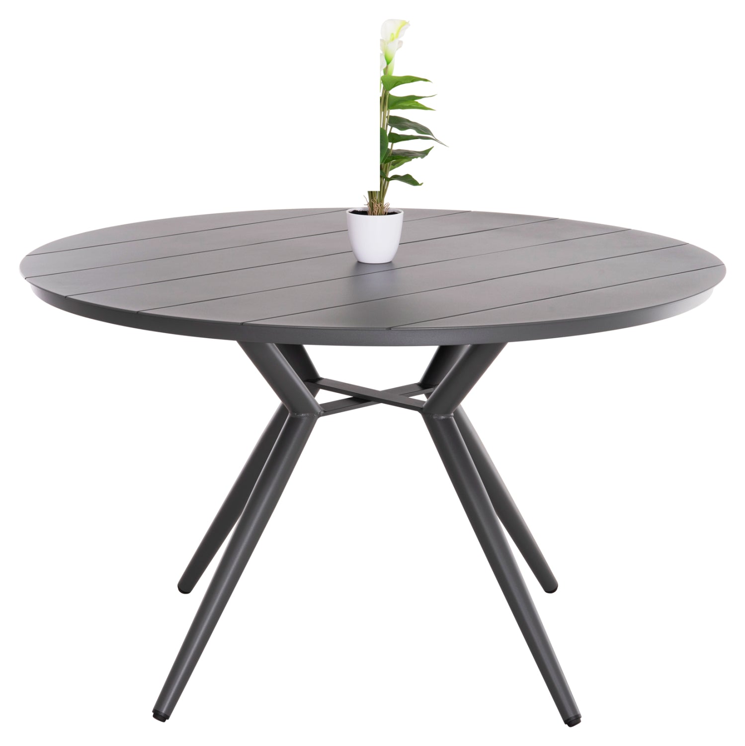 ROUND ALUMINUM TABLE HIGER HM6290.01 GREY Φ126x74Hcm. image 1