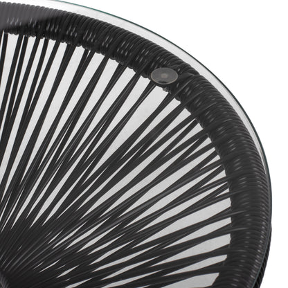 SIDE TABLE ALLEGRA PROFESSIONAL BLACK METAL AND BLACK RATTAN HM5874.01 D47x45Hcm.