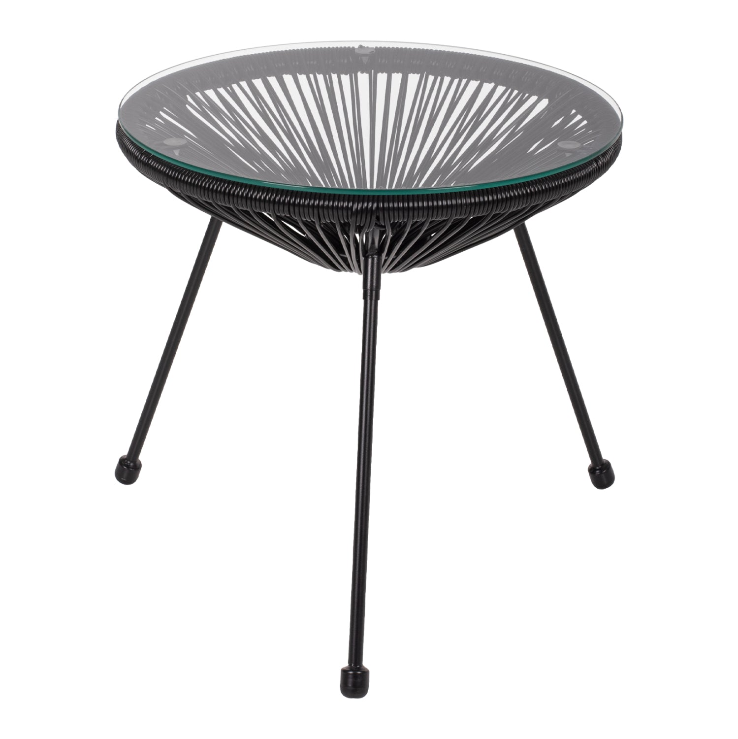 SIDE TABLE ALLEGRA PROFESSIONAL BLACK METAL AND BLACK RATTAN HM5874.01 D47x45Hcm. image 1