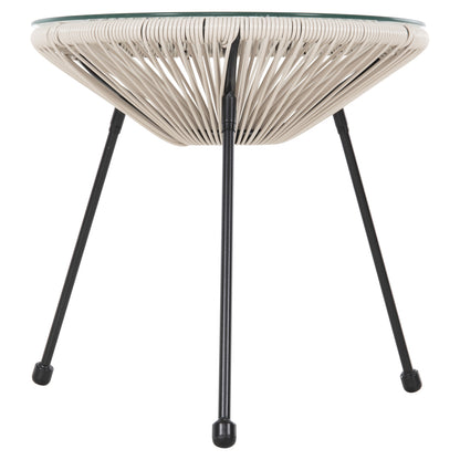 OUTDOOR COFFEE TABLE ALLEGRA HM5874.03 METAL IN BLACK- SYNTHETIC RATTAN IN BEIGE Φ47x45Hcm.