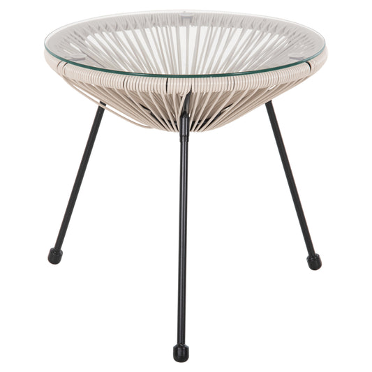OUTDOOR COFFEE TABLE ALLEGRA HM5874.03 METAL IN BLACK- SYNTHETIC RATTAN IN BEIGE Φ47x45Hcm. image 1