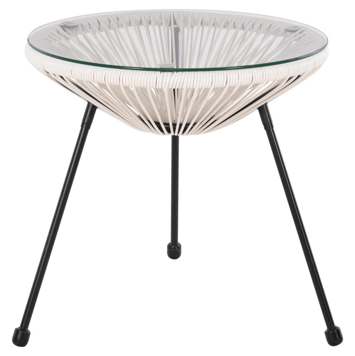OUTDOOR COFFEE TABLE ALLEGRA HM5874.12 METAL IN BLACK- SYNTHETIC RATTAN IN WHITE Φ47x45Hcm. image 1
