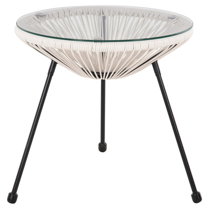 OUTDOOR COFFEE TABLE ALLEGRA HM5874.12 METAL IN BLACK- SYNTHETIC RATTAN IN WHITE Φ47x45Hcm. image 1