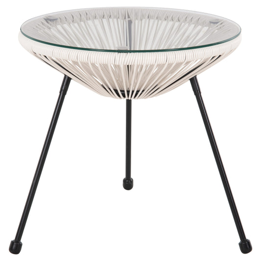 OUTDOOR COFFEE TABLE ALLEGRA HM5874.12 METAL IN BLACK- SYNTHETIC RATTAN IN WHITE Φ47x45Hcm. image 1