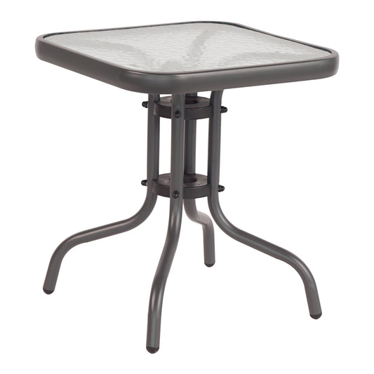 COFFEE TABLE FIGO HM6067.01 METAL IN GREY-TEMPERED GLASS TOP 45x45x51Hcm. image 1