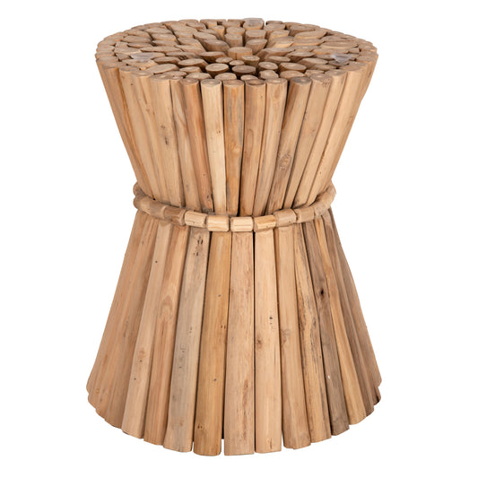 SIDE TABLE ROUND COOTER HM9792 TEAK BRANCHES IN NATURAL Φ37x50Hcm. image 1