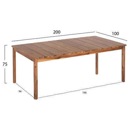 OUTDOOR DINING TABLE NAVANT HM6136 SOLID ACACIA WOOD-NATURAL COLOR 200x100x75Hcm.