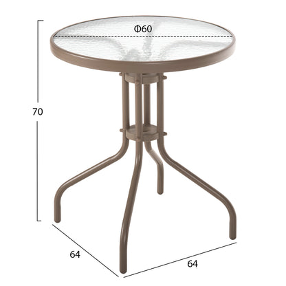 OUTDOOR ROUND TABLE LIMA HM5079.04 METAL IN CHAMPAGNE COLOR-GLASS TABLETOP Φ60x70Hcm